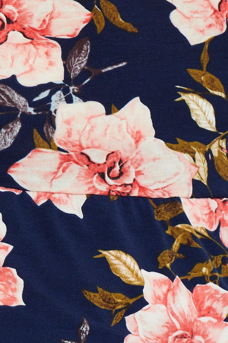 Floral Print Peplum Top V-neck Flutter Sleeve Floral - Image 6