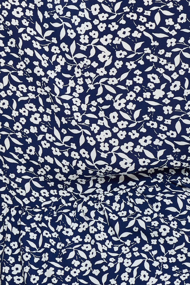 Floral Print Peplum Top V-neck Short Sleeve - Image 6