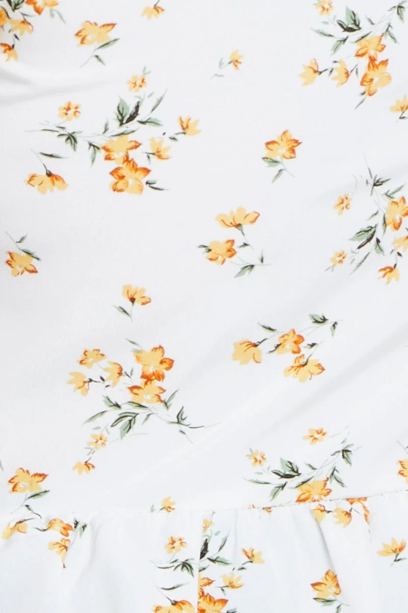 Floral Print Peplum Top V-neck Short Sleeve - Image 6