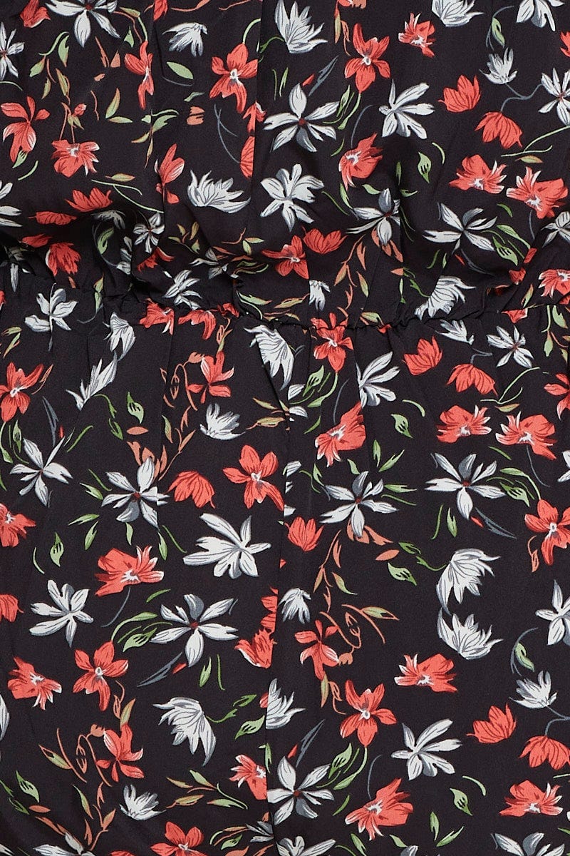 Floral Print Playsuit Off Shoulder Long Sleeve - Image 6