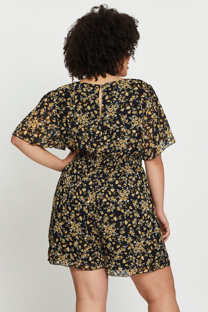 Floral Print Playsuit V-neck Short Sleeve - Image 5