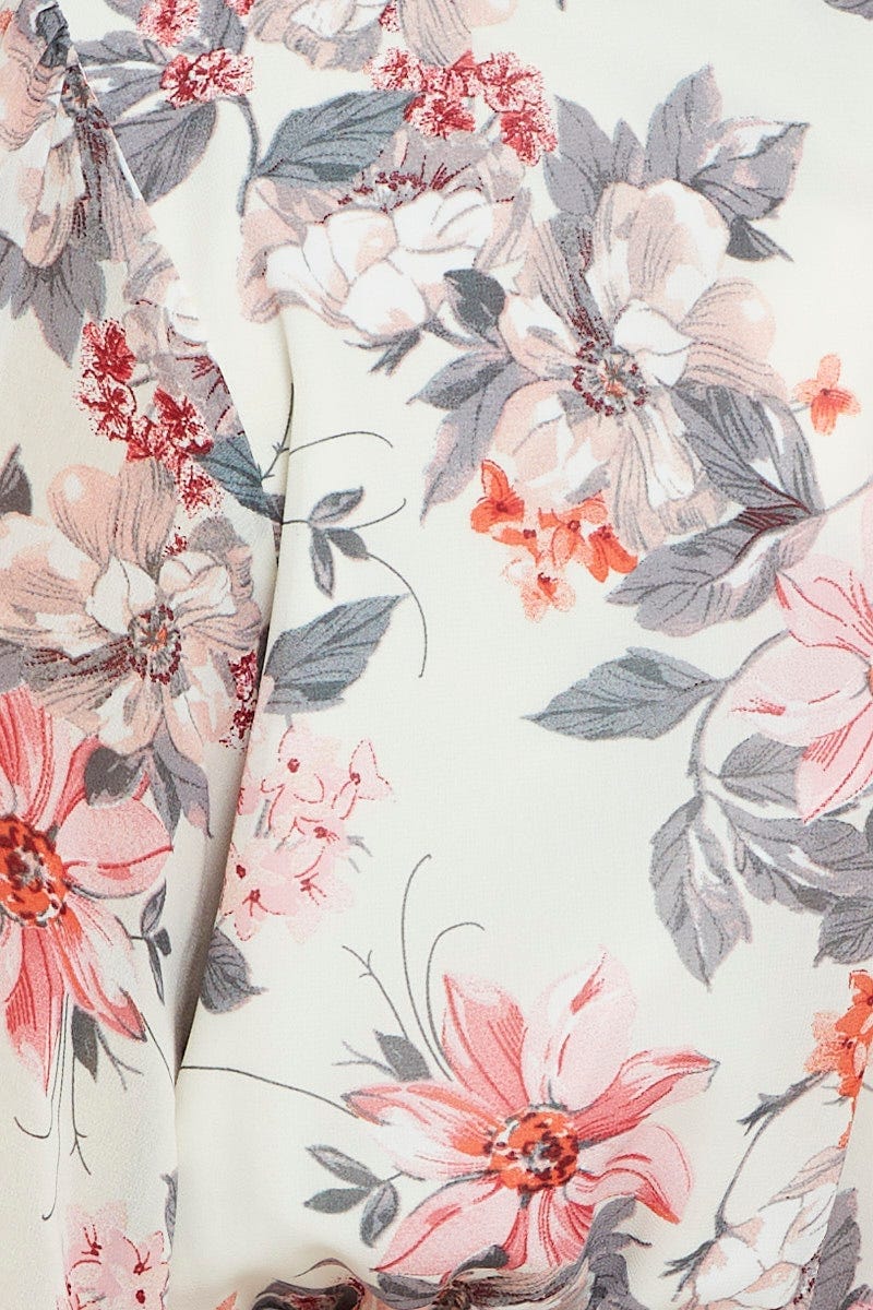 Floral Print Playsuit V-neck Short Sleeve Ruffle Hem - Image 6