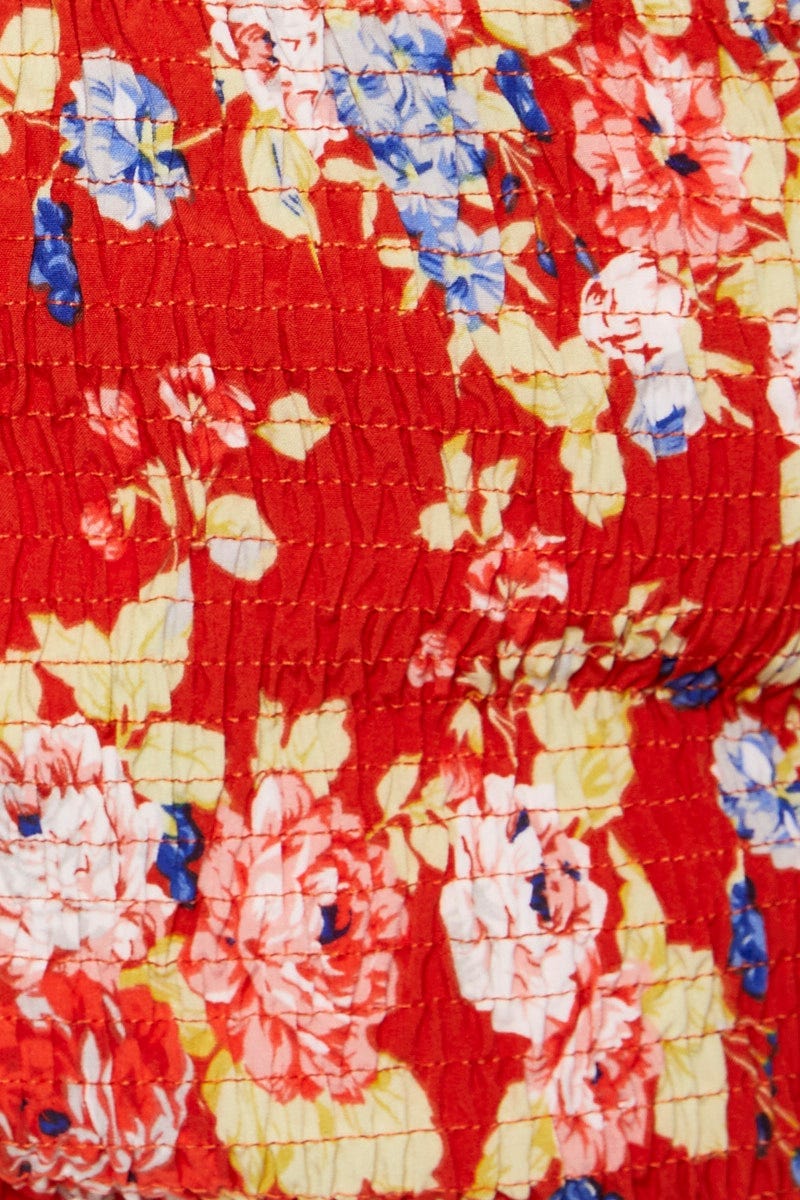 Floral Print Ruched Bodysuit Short Sleeve - Image 6