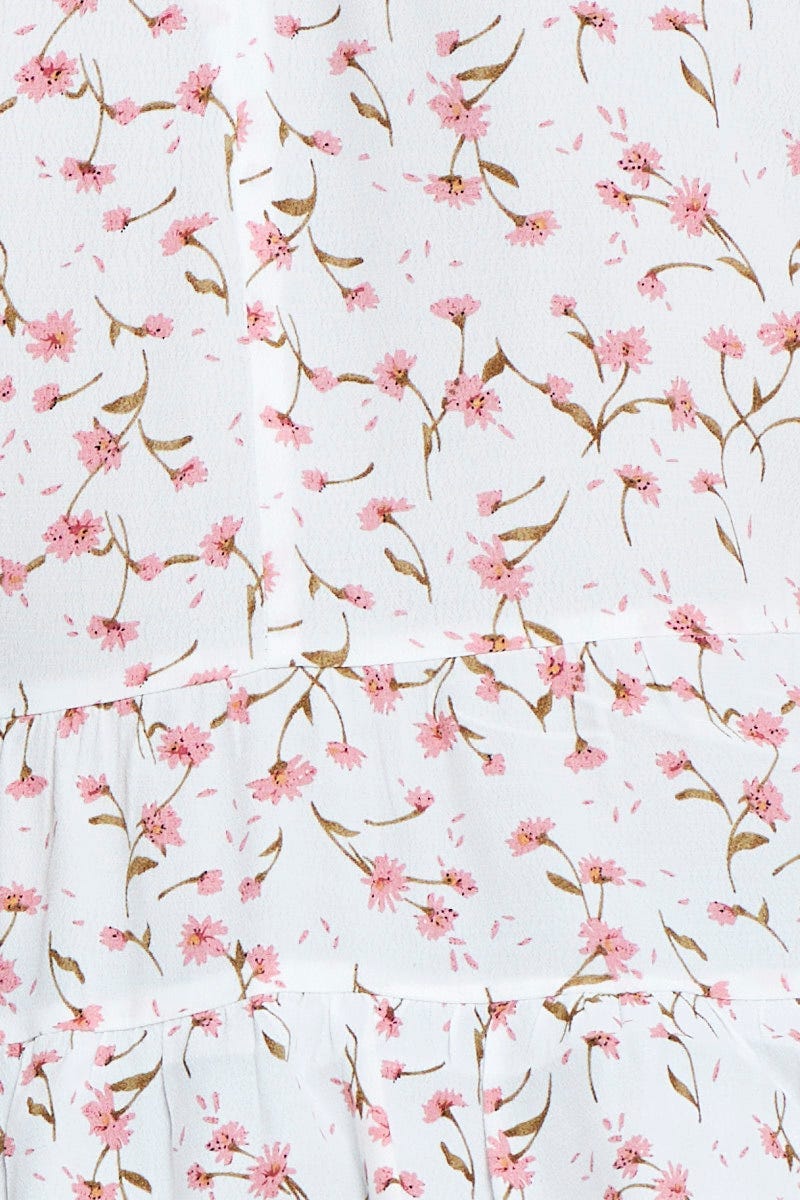 Floral Print Shell Top Short Sleeve Tiered - Image 5