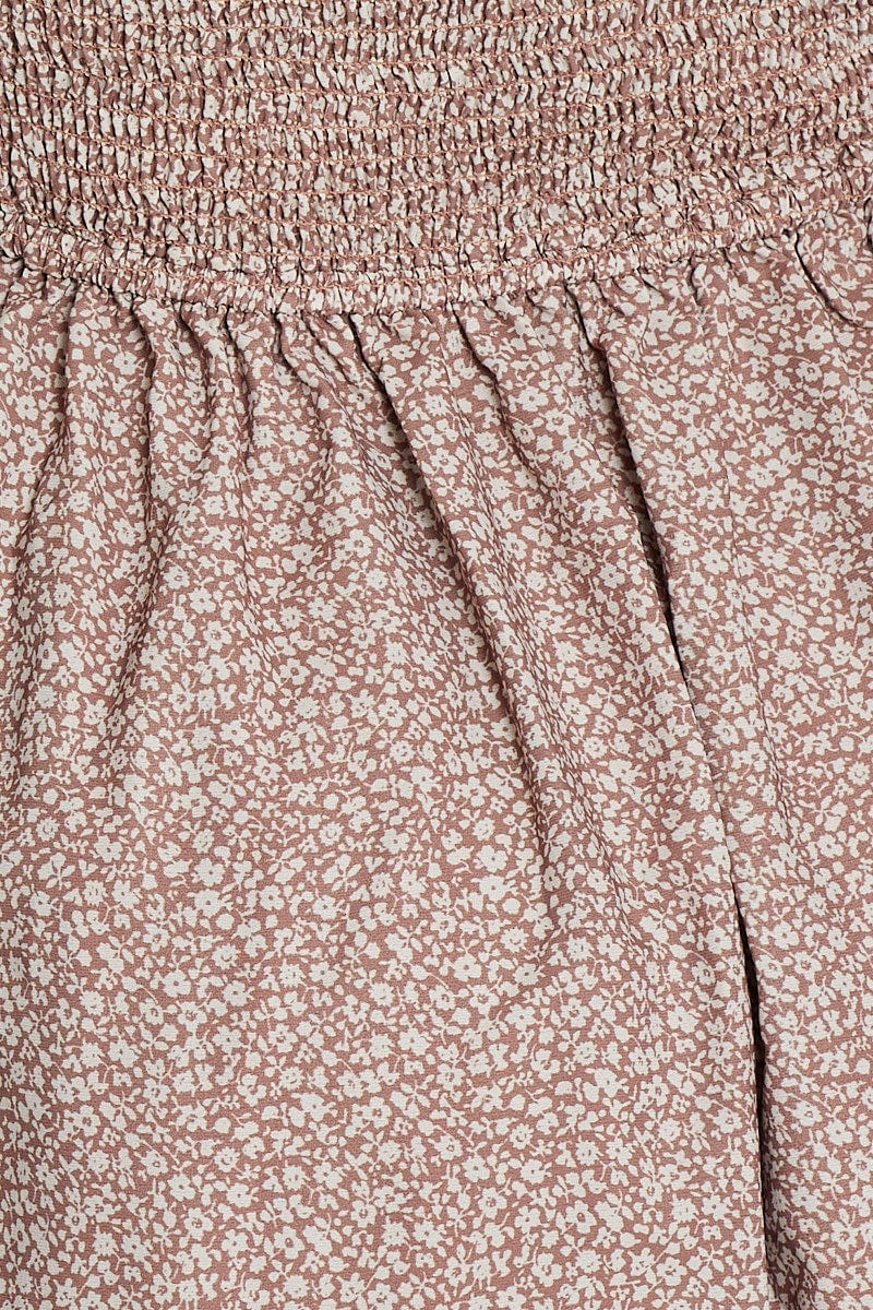 Floral Print Shirred Bodice Print Dress - Image 6