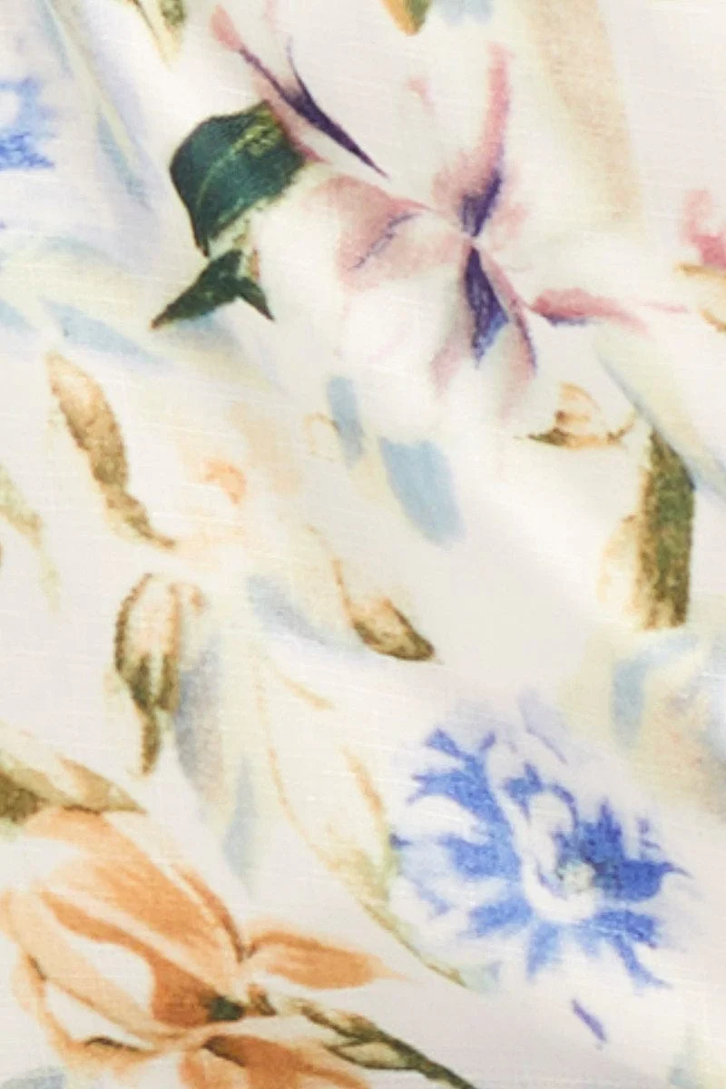 Floral Print Short Puff Sleeve Floral Wrap Jacket - Image 6