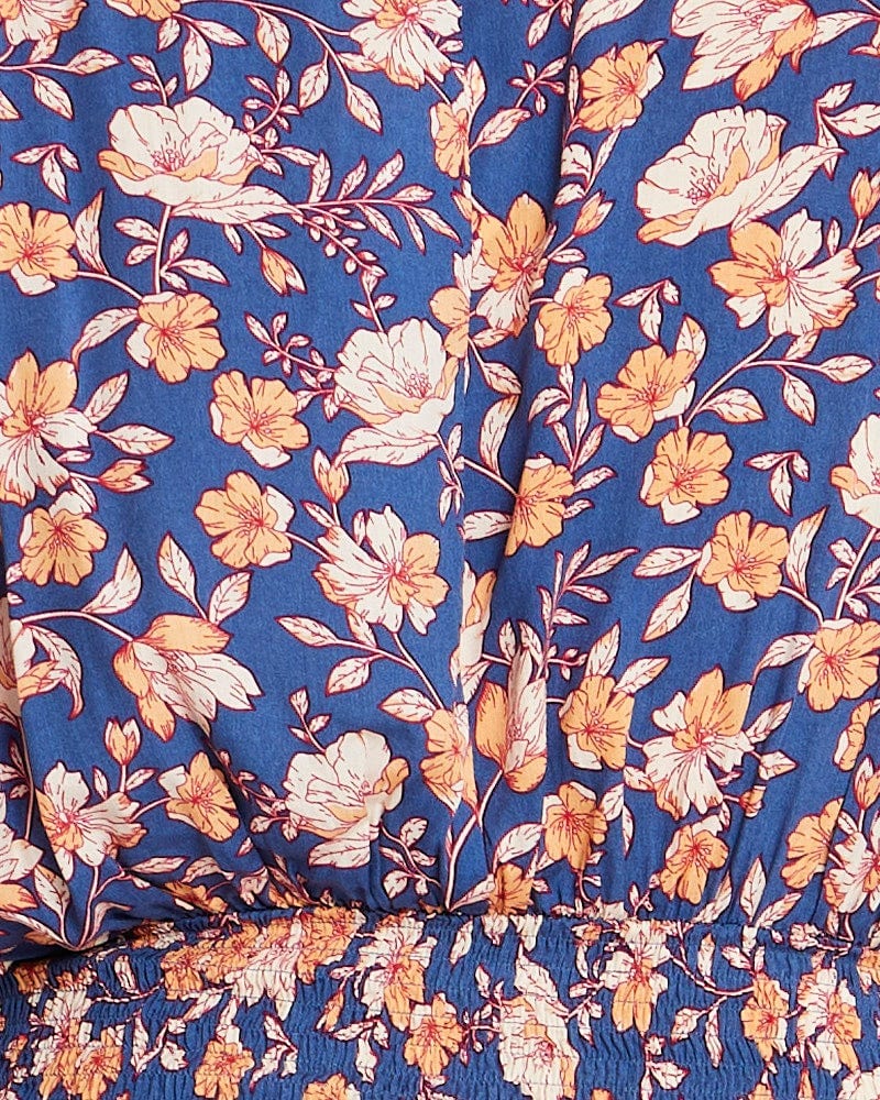 Floral Print Short Sleeve Ruched Detailing Top - Image 6