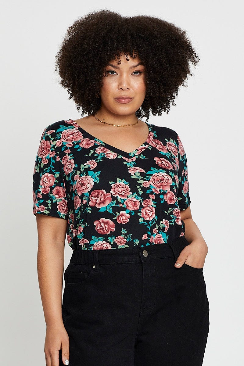 Floral Print Short Sleevepattern T-shirt