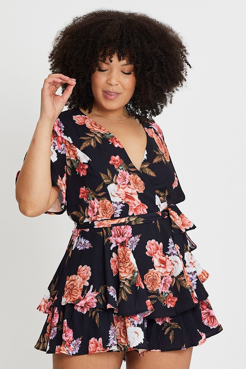Floral Print Short Sleeveplaysuit - Image 3