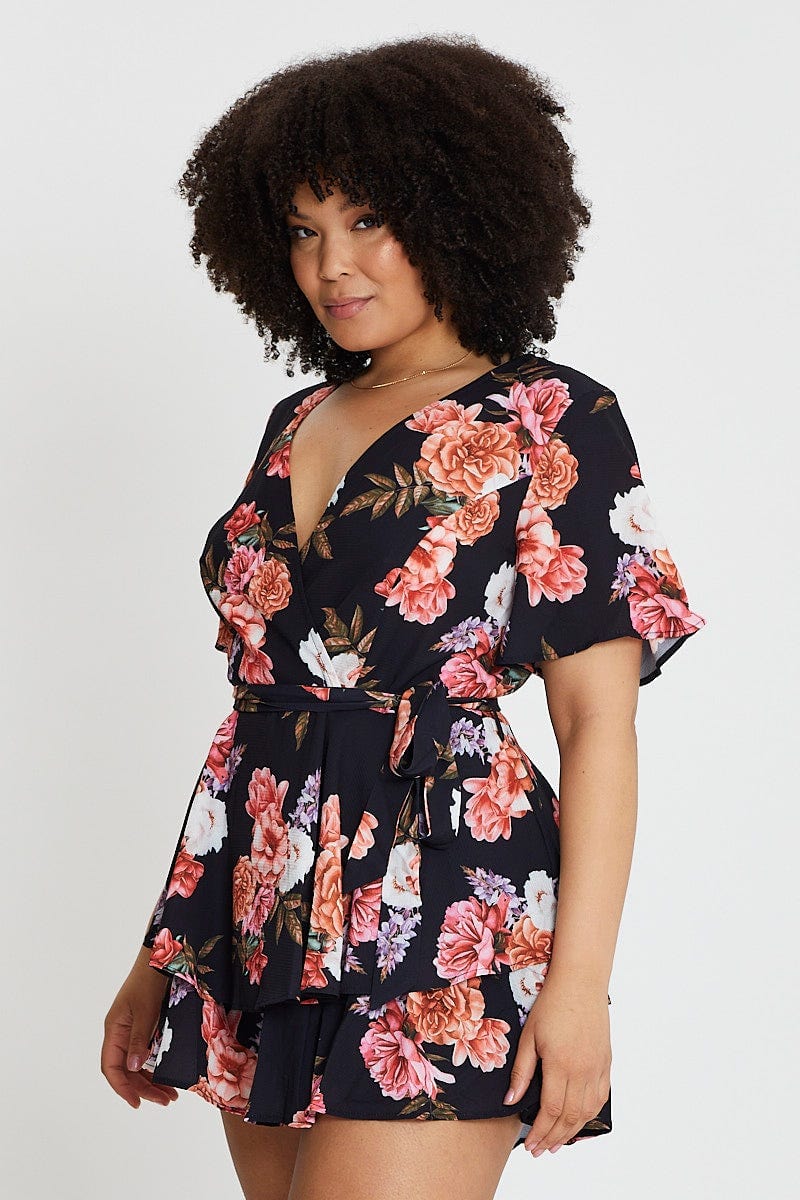 Floral Print Short Sleeveplaysuit - Image 4