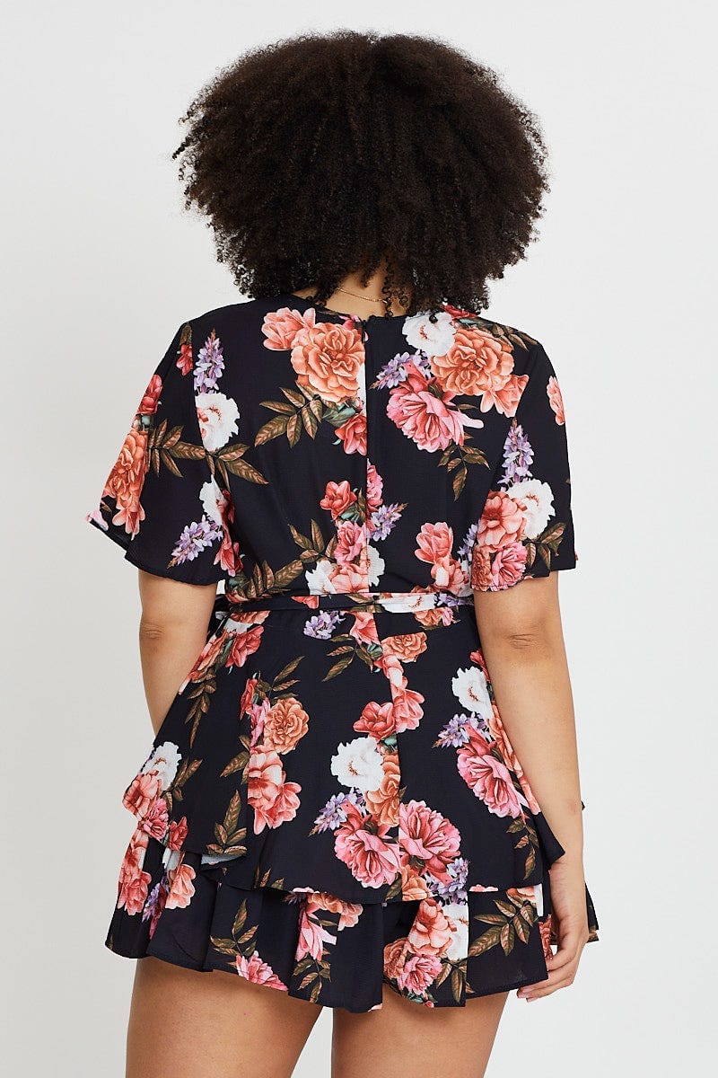 Floral Print Short Sleeveplaysuit - Image 5