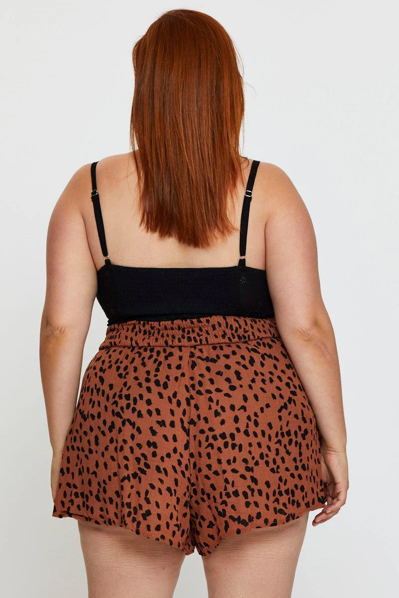 Floral Print Shorts High Rise Shirred Waist - Image 5