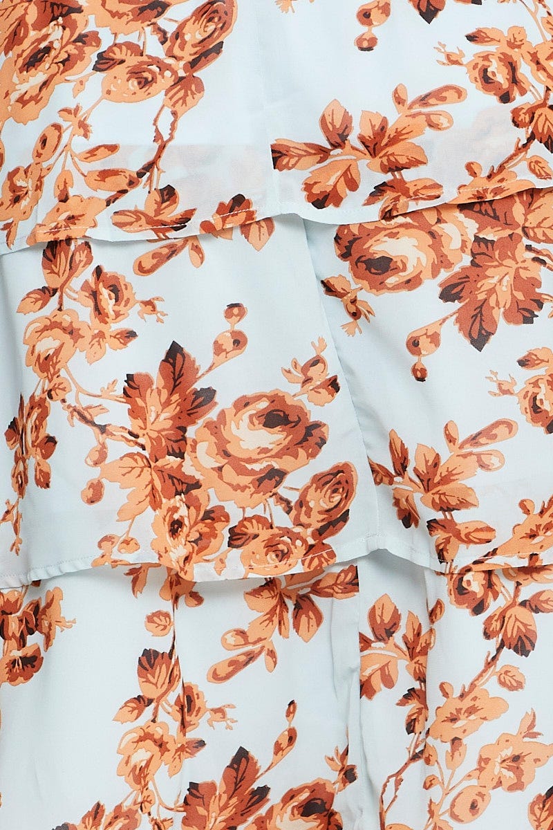 Floral Print Skater Dress Round Neck Long Sleeve - Image 6