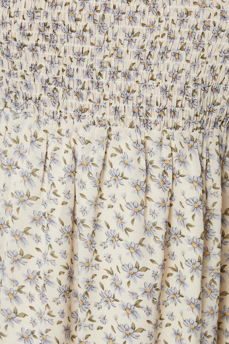 Floral Print Skater Dress Round Neck Short Sleeve - Image 6