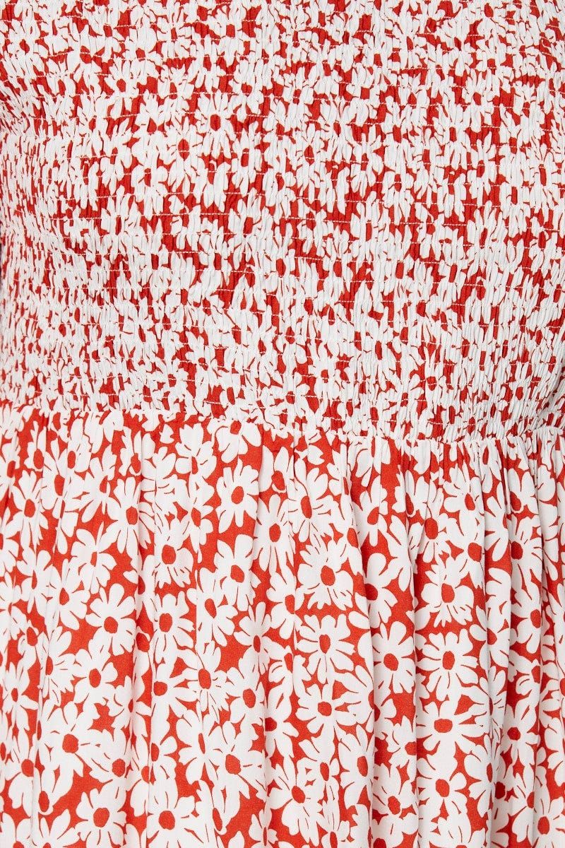 Floral Print Skater Dress Round Neck Short Sleeve - Image 6