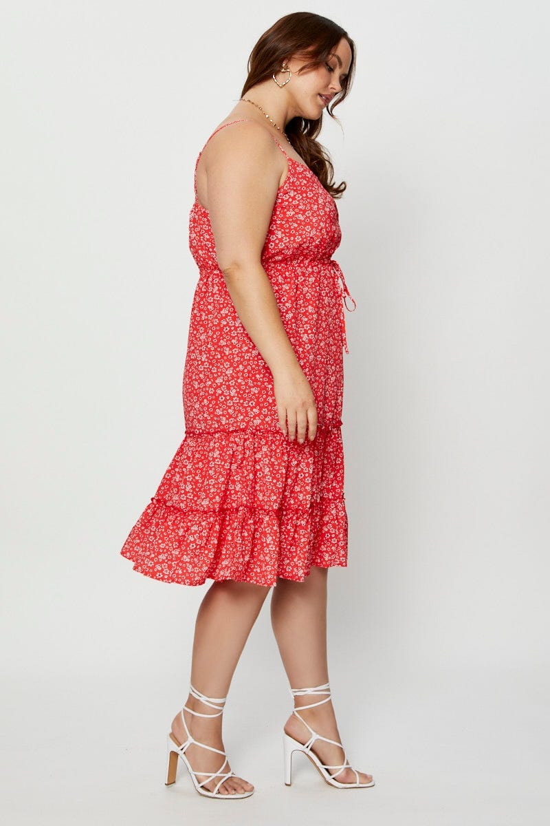 Floral Print Skater Dress V-neck Sleeveless - Image 4