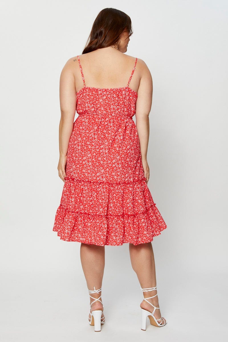 Floral Print Skater Dress V-neck Sleeveless - Image 5