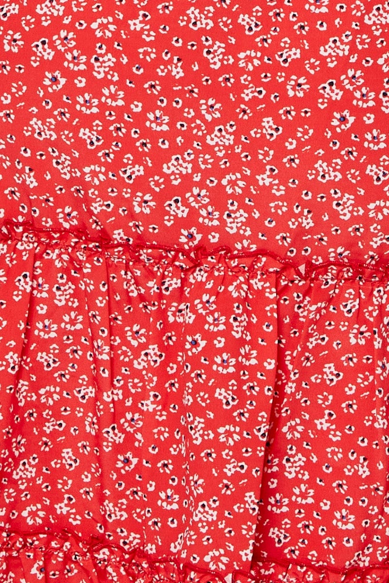 Floral Print Skater Dress V-neck Sleeveless - Image 6