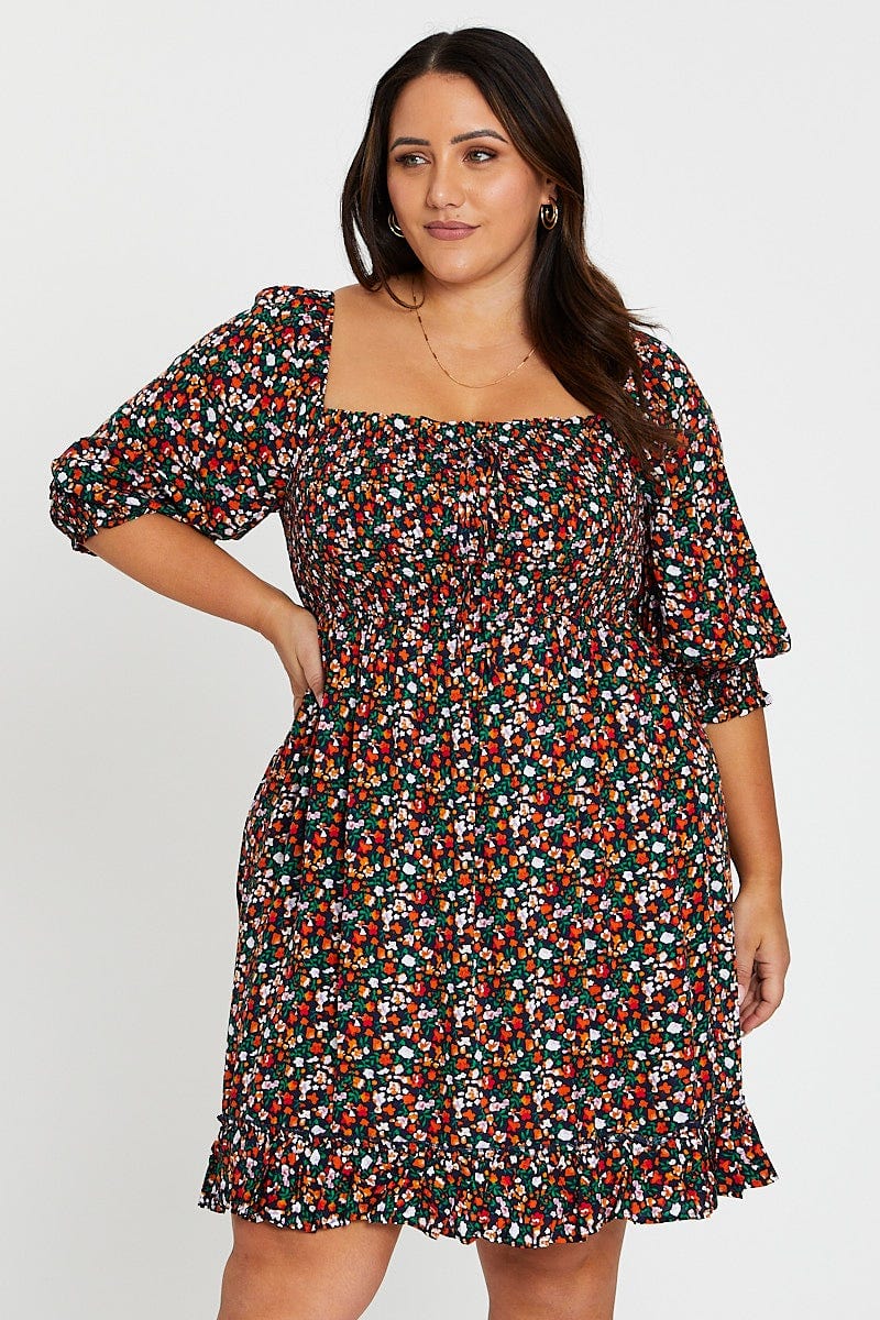 Floral Print Sleeve Scoop Neck Short - Image 3