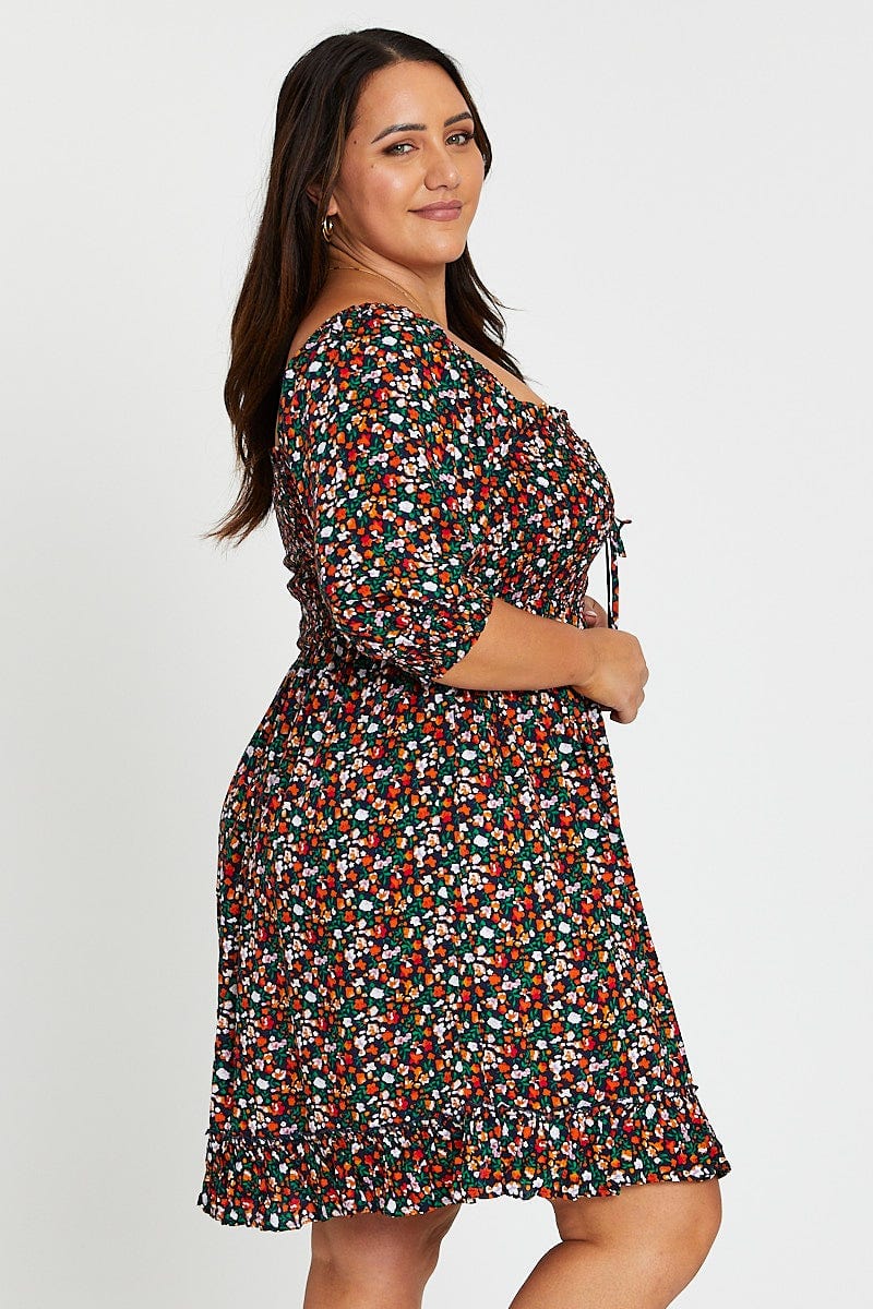 Floral Print Sleeve Scoop Neck Short - Image 4