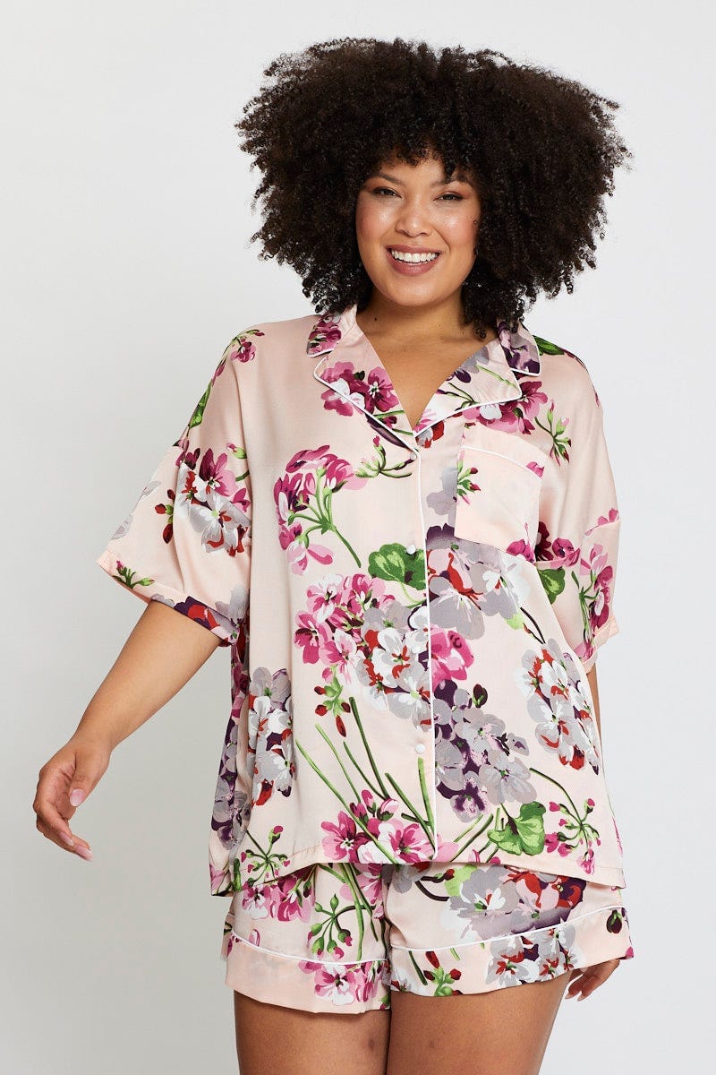 Floral Pyjama Satin 2 Piece Set - Image 3