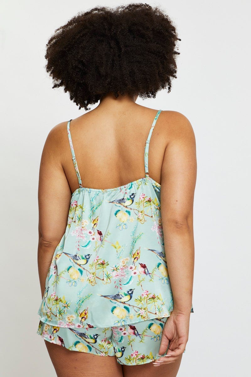 Floral Satin Lace Cami Pj Pyjama Set - Image 5