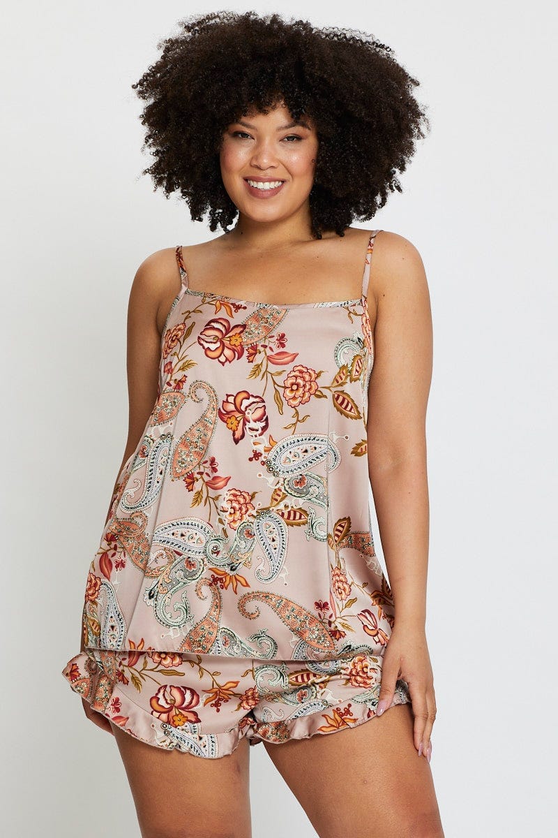 Floral Satin Pyjama 2 Piece Pj Set - Image 3