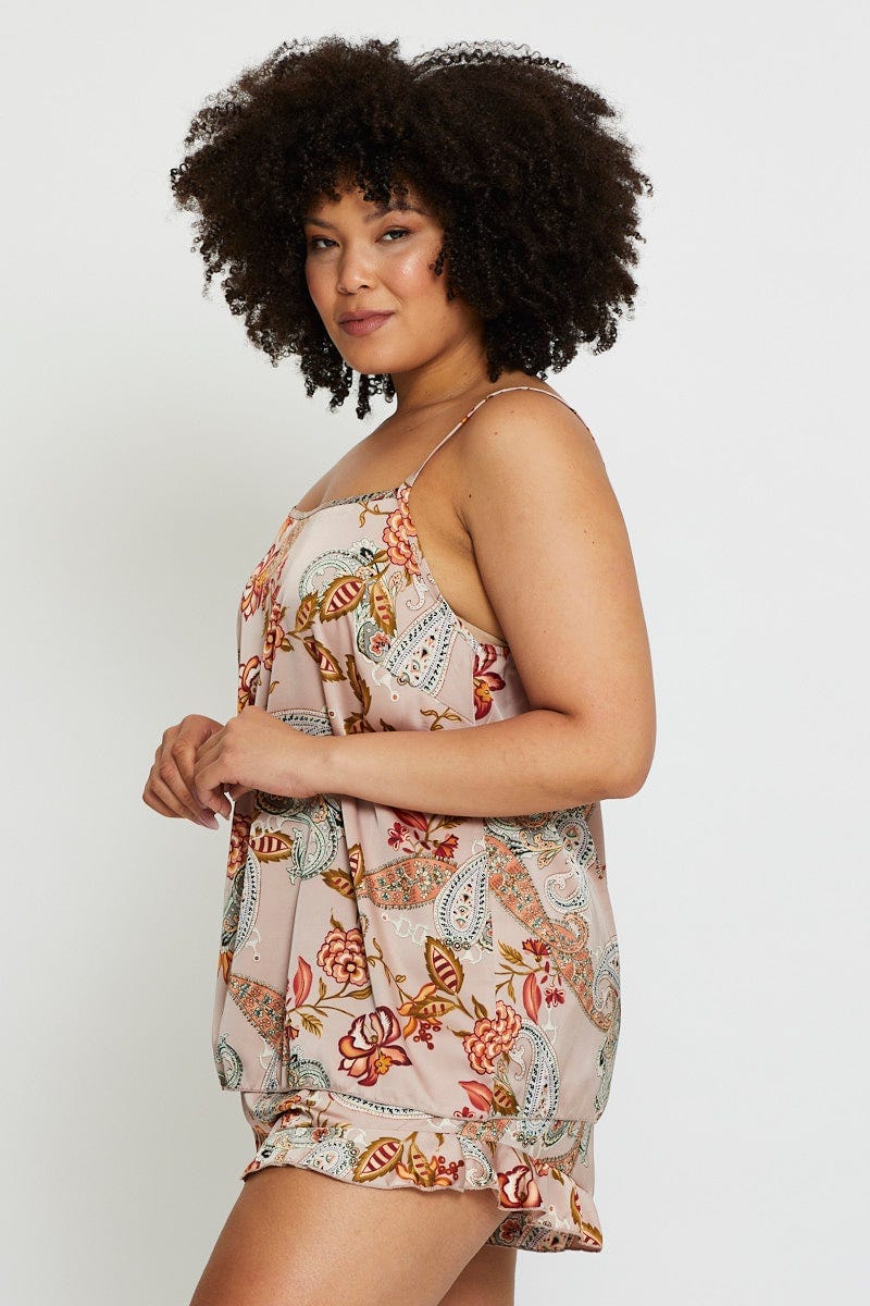 Floral Satin Pyjama 2 Piece Pj Set - Image 4