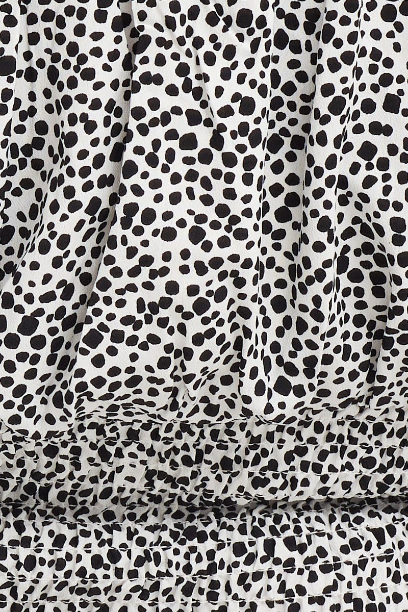 Geo Print Crop Top Long Sleeve Shirred - Image 6