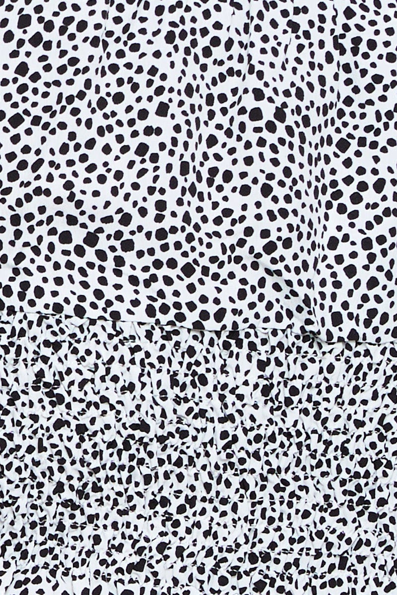 Geo Print Crop Top Short Sleeve Shirred - Image 6