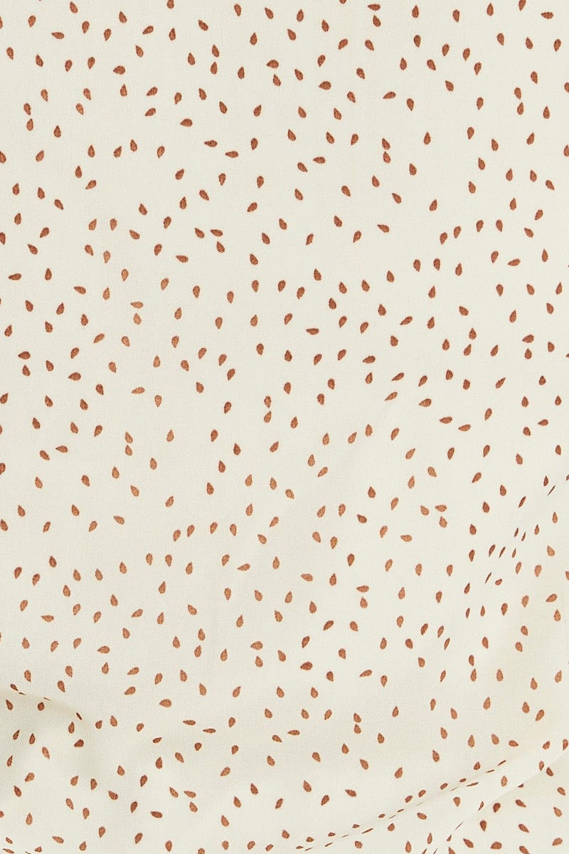 Geo Print Flutter Sleeve Cream Spot Top - Image 6