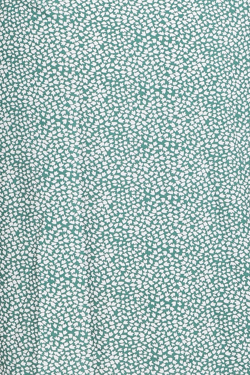 Geo Print Midi Dress Short Sleeve Ruffle Hem - Image 6