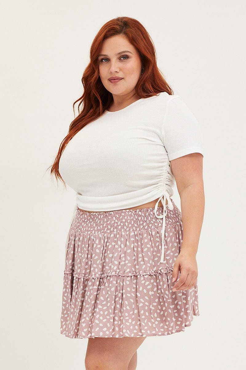 Geo Print Mini Skater Skirt Ruffle Hem - Image 4