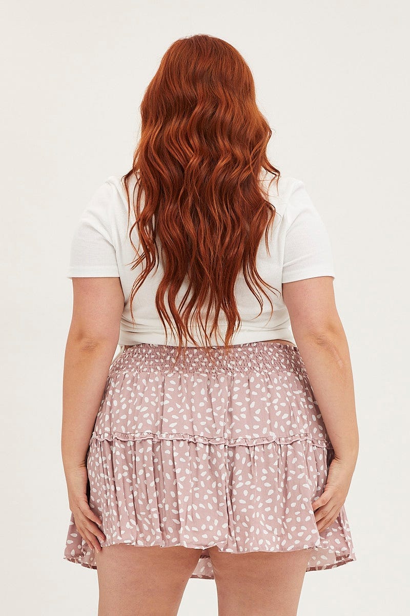 Geo Print Mini Skater Skirt Ruffle Hem - Image 5