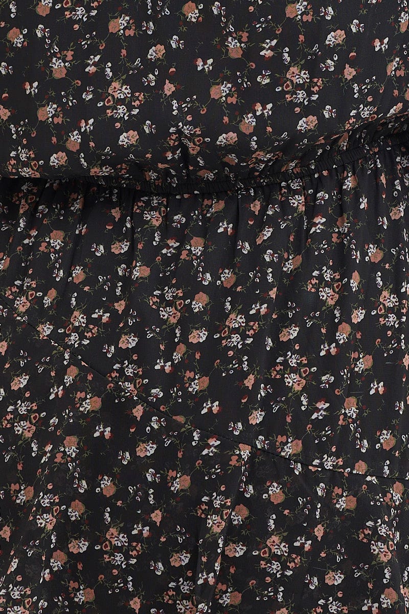 Geo Print One Sleeve Floral Midi Dress - Image 6