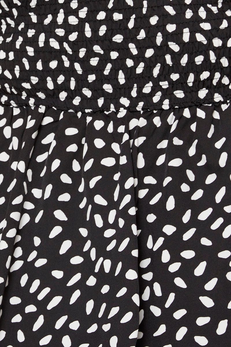 Geo Print Peplum Top Short Sleeve Shirred - Image 6