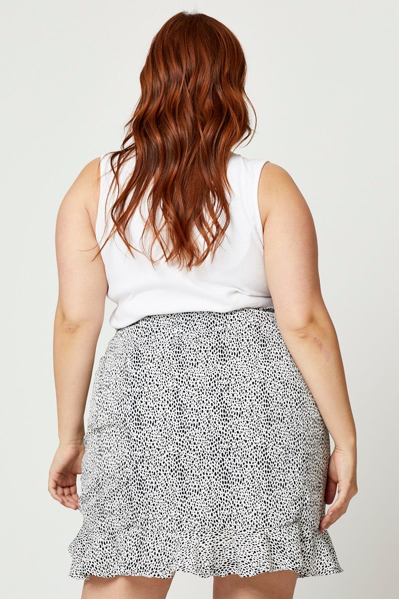 Geo Print Plus Side Tie Ruched Skirt - Image 5