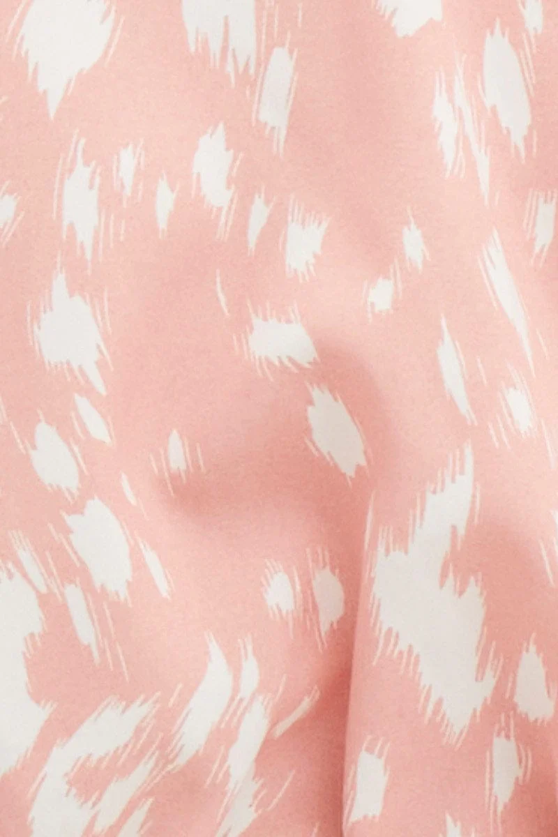 Geo Print Puff Sleevework Peplum Top - Image 6