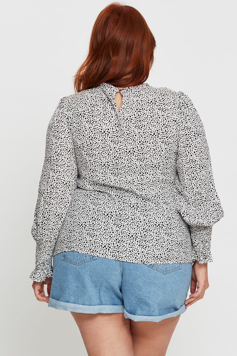 Geo Print Shell Top Long Sleeve High Neck - Image 5
