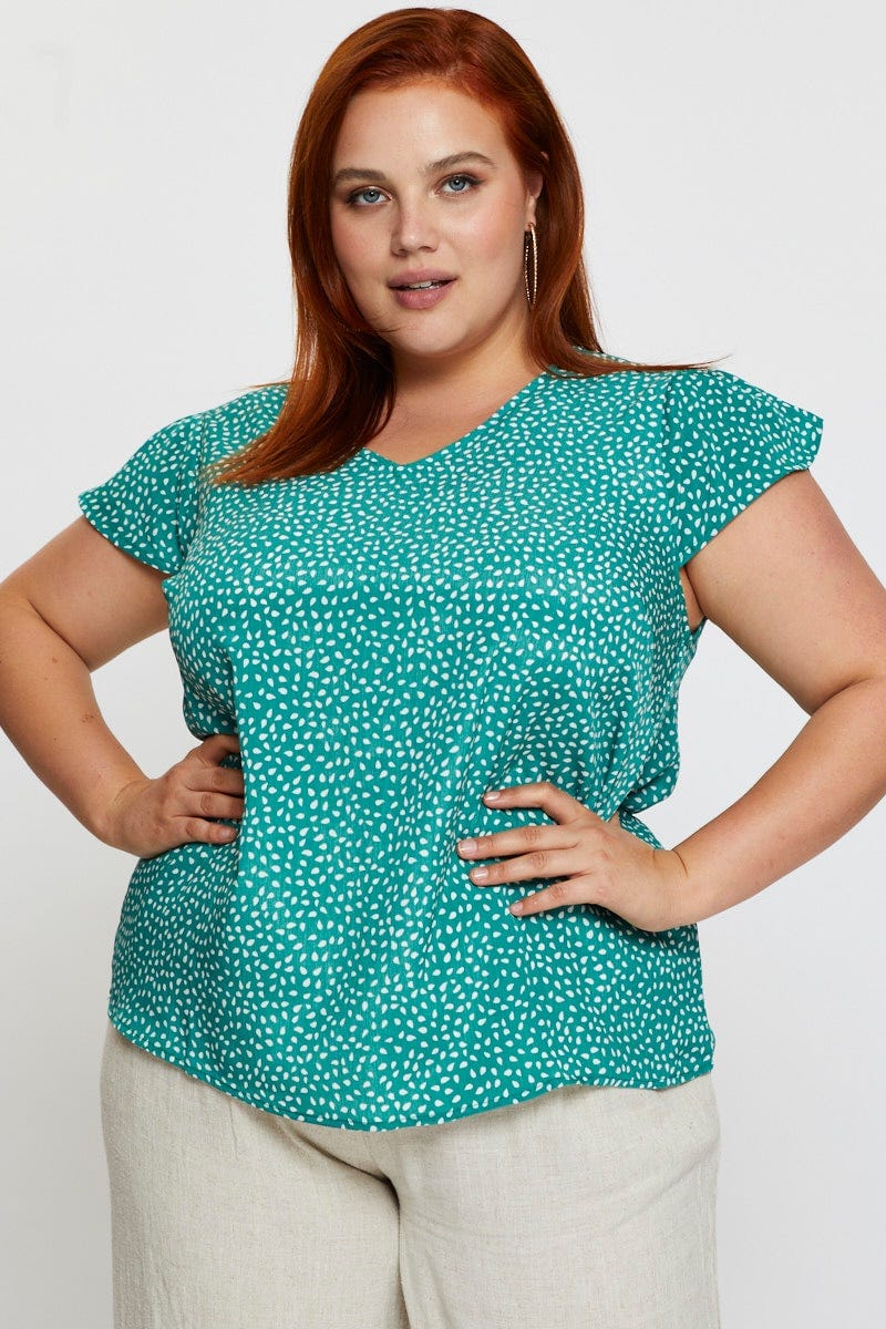 Geo Print Shell Top Short Sleeve - Image 3