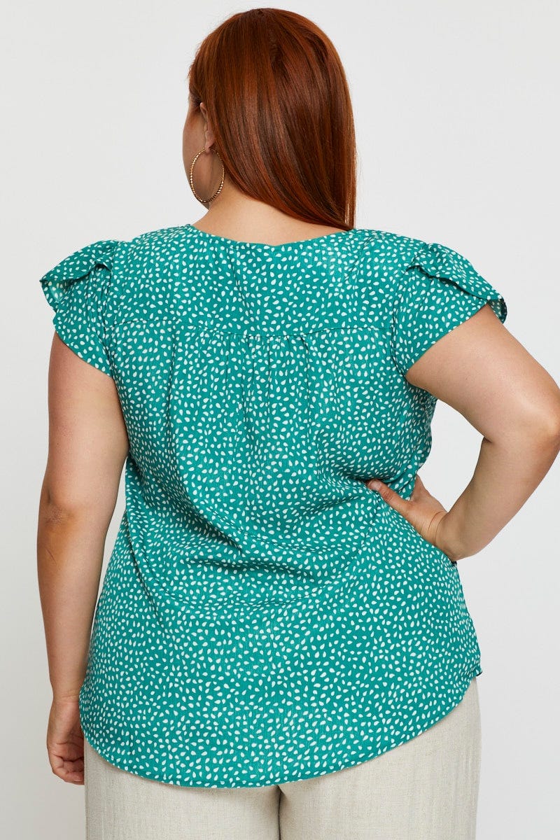 Geo Print Shell Top Short Sleeve - Image 5