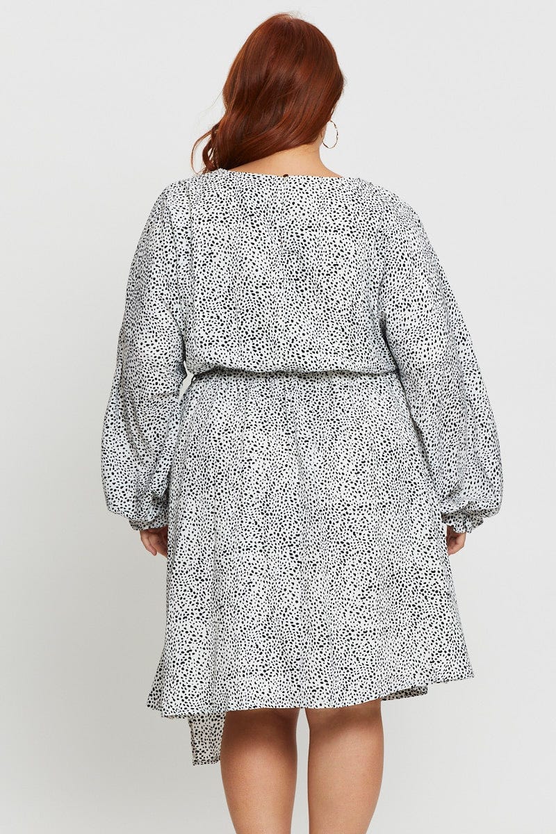 Geo Print Skater Dress High Neck Long Sleeve - Image 4