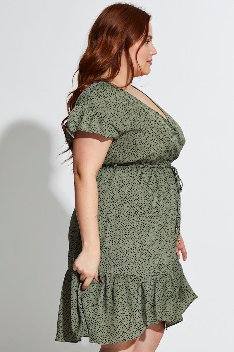 Geo Print Skater Dress V-neck Short Sleeve - Image 3