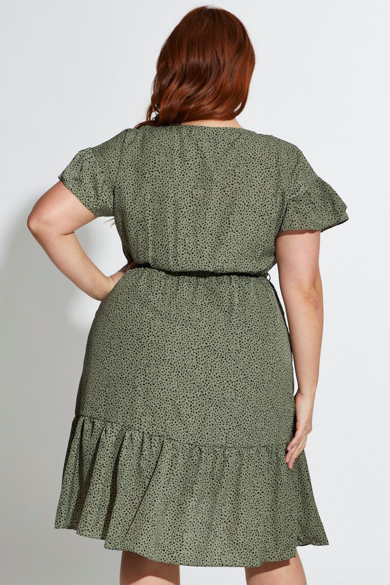 Geo Print Skater Dress V-neck Short Sleeve - Image 4
