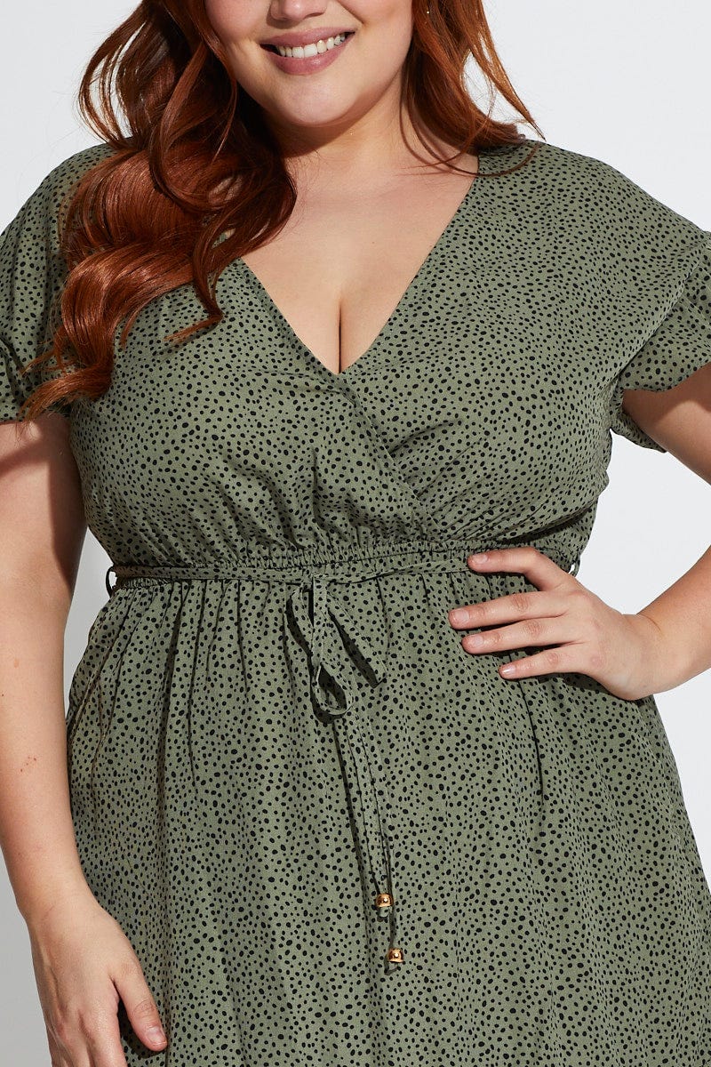 Geo Print Skater Dress V-neck Short Sleeve - Image 5