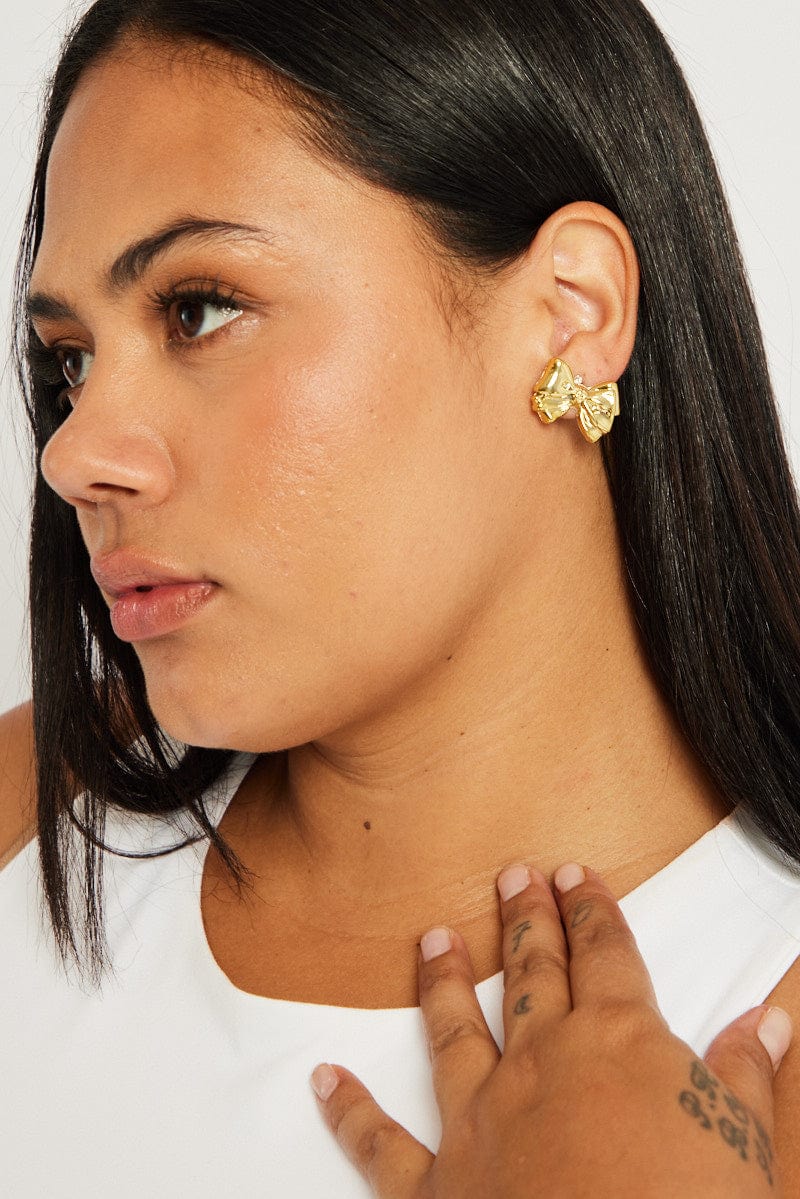 Gold Bow Earrings