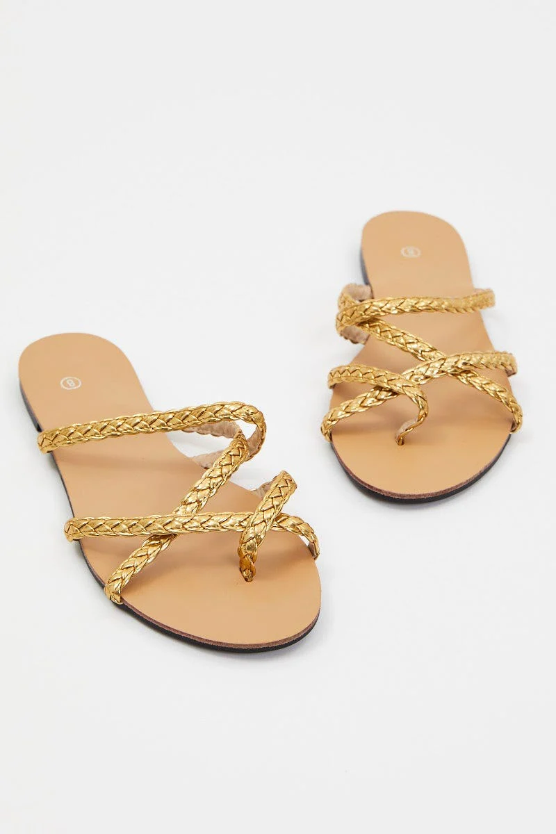Gold Braid Woven Flat Slides