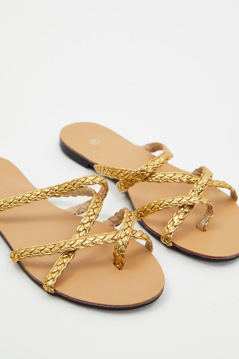 Gold Braid Woven Flat Slides - Image 2