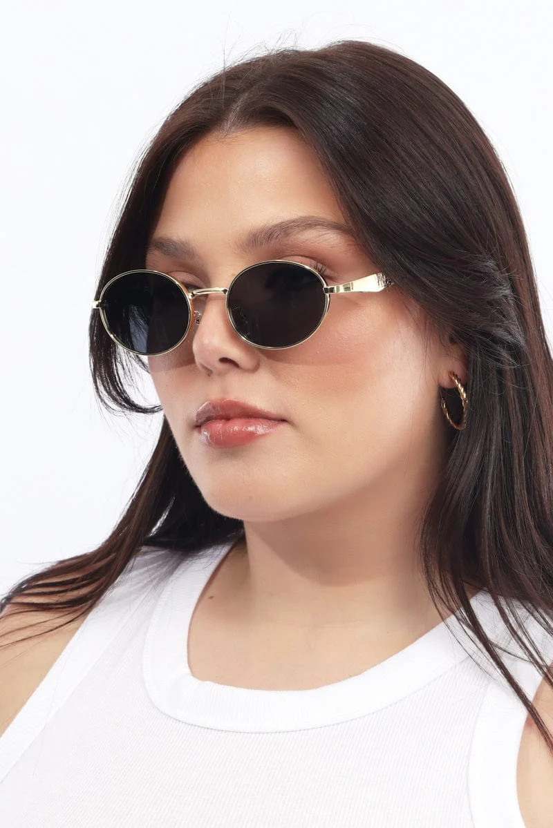 Gold Oval Sunglasses