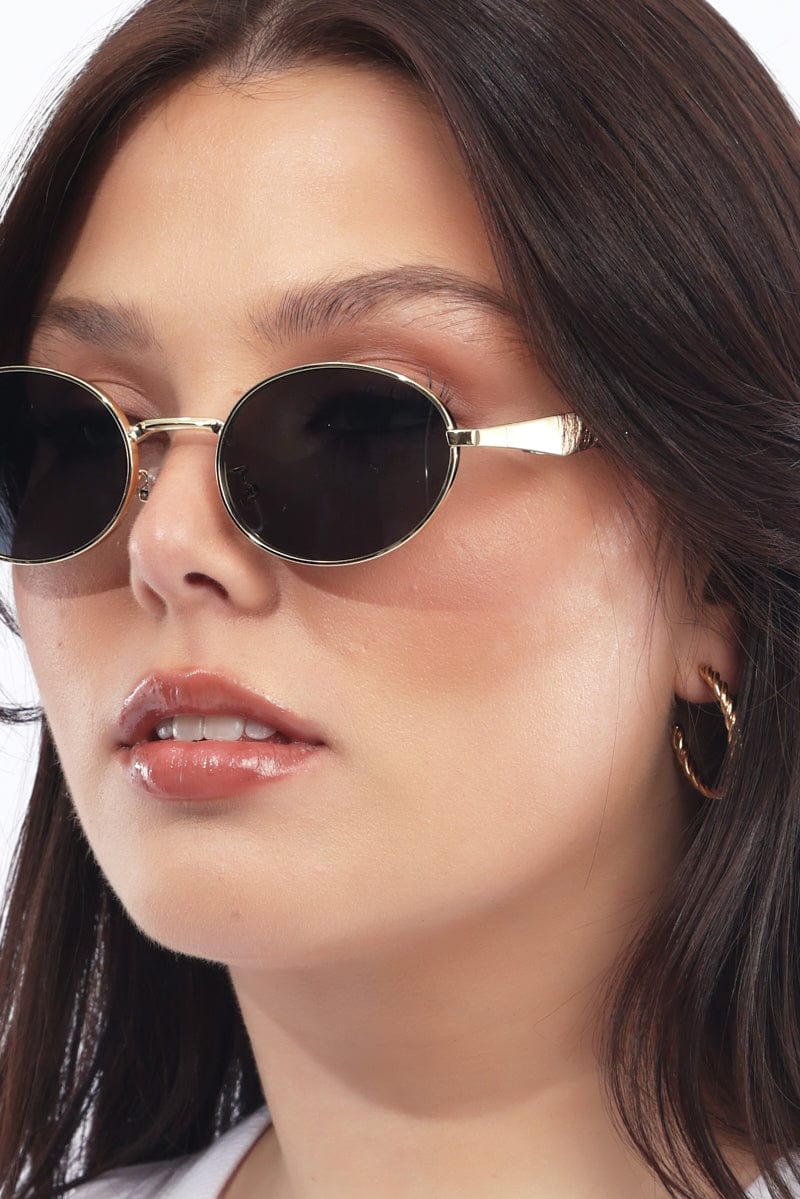 Gold Oval Sunglasses - Image 2